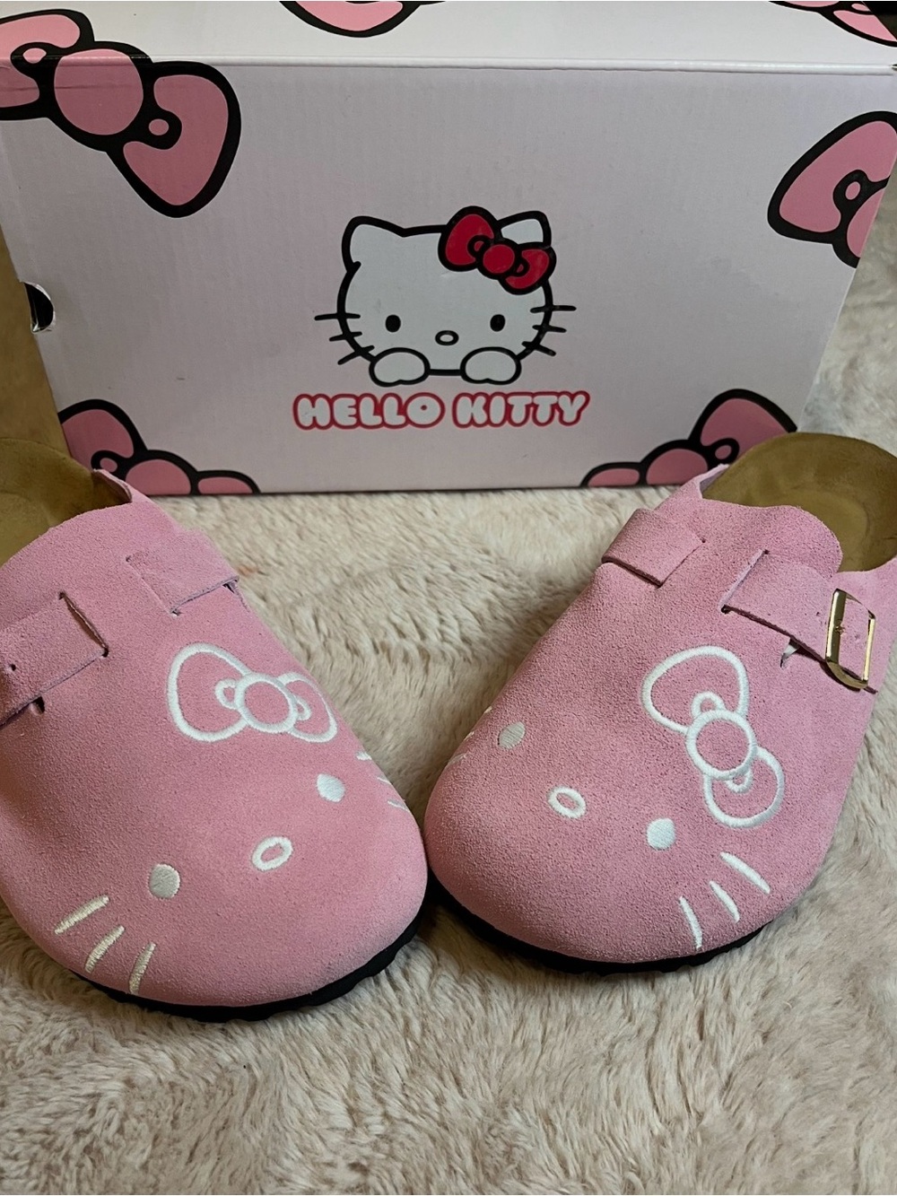 Hello Kitty Pink Suede Slip-On Clogs